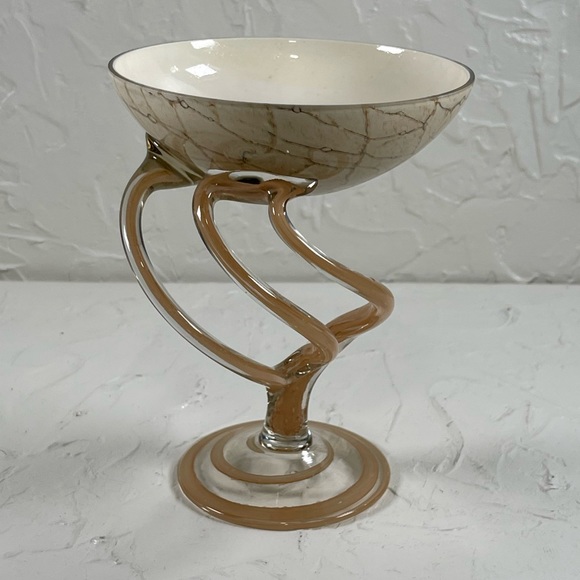 *VintageBlown Art Glass Bowl on Pedestal
